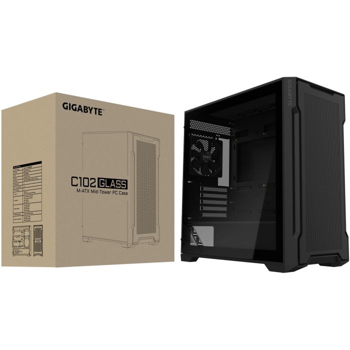 GIGABYTE C102 GLASS Midi Tower Gaming para Placas ATX/Mini-ITX con Ventana Vidrio Templado, USB 3.2 y Filtro Antipolvo Negro 7 GIGABYTE C102 GLASS Midi Tower Gaming para Placas ATX/Mini-ITX con Ventana Vidrio Templado, USB 3.2 y Filtro Antipolvo Negro 7