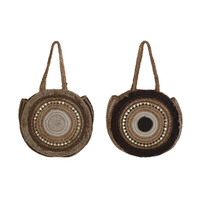 Bolso Mediterraneo DKD Home Decor Crema Marron 11 x 36 x 36 cm (2 Unidades)