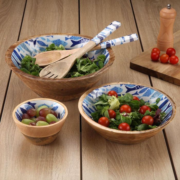 Versa Ensaladera Aqua 2 de Madera de Mango, 24x7 cm – No apta para lavavajillas ni microondas, uso alimentario (2 Unidades) 1