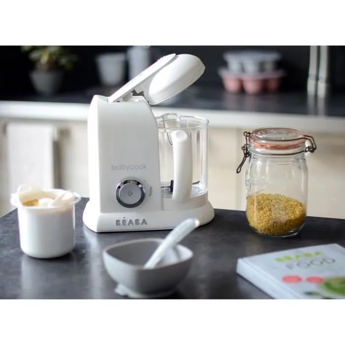 BEABA Babycook Solo Robot 4 en 1 Al vapor, Mezclado, Descongelado, Recalentado XL Capacidad Blanco y Plata 4 BEABA Babycook Solo Robot 4 en 1 Al vapor, Mezclado, Descongelado, Recalentado XL Capacidad Blanco y Plata 4