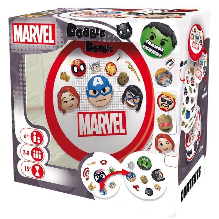 Asmodee Juego Dobble Marvel Dobmar01Es Tarjetas Juego de Mesa para Niños y Adultos +6 Años