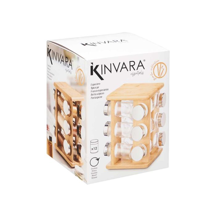 Kinvara Especiero Giratorio 12 Botes de Bambú, 17x22x17 cm (6 Unidades) 1 Kinvara Especiero Giratorio 12 Botes de Bambú, 17x22x17 cm (6 Unidades) 1