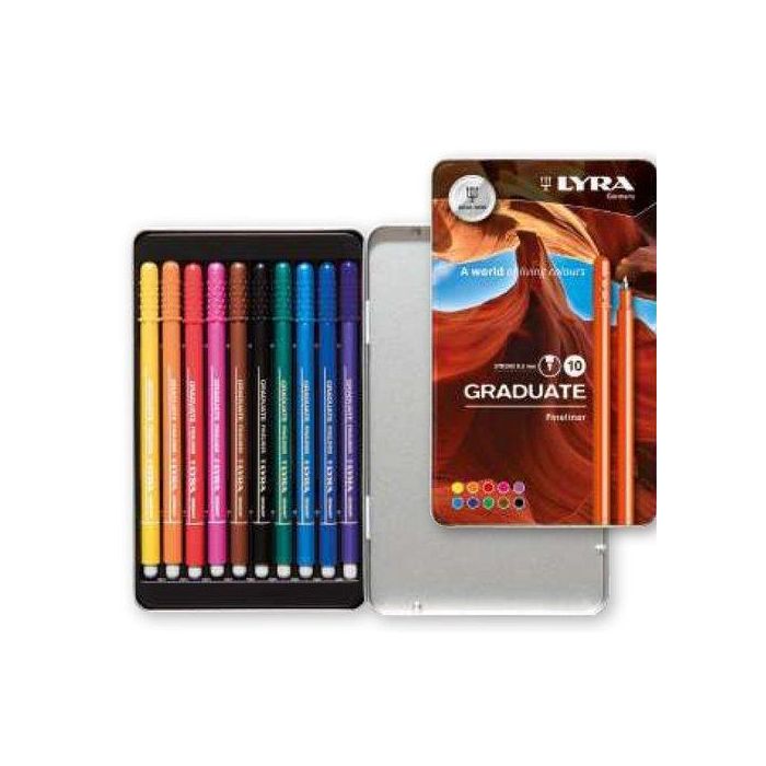 Rotulador Lyra Graduate Fineliner Estuche Metal De 10 (Set de 5)