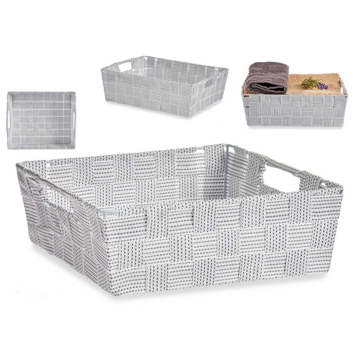 Cesta de Tela Rectangular Kipit 23 cm Blanco - 3L, Poliéster (48 Unidades)