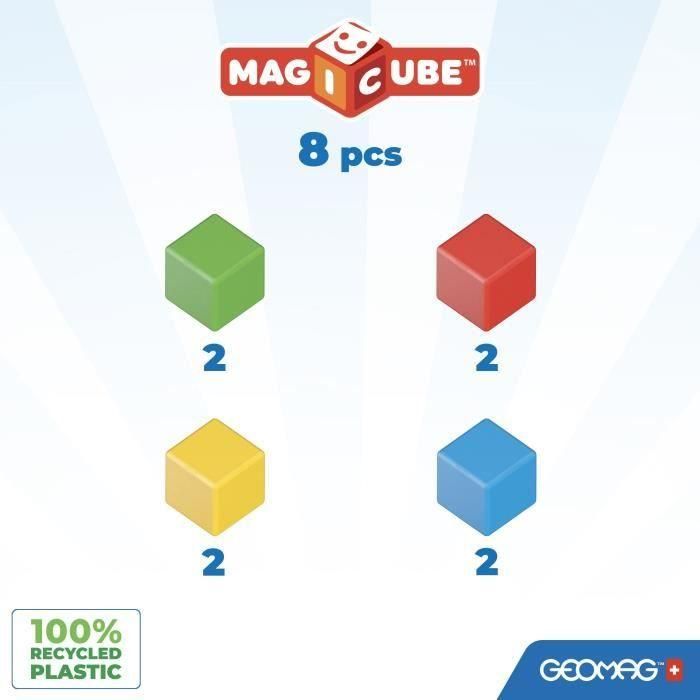Geomag GEO0871772002468 Magicube Recycled Creative Set - Juego de construcción magnético 8 piezas - Plástico reciclado - A partir de 1 año 1