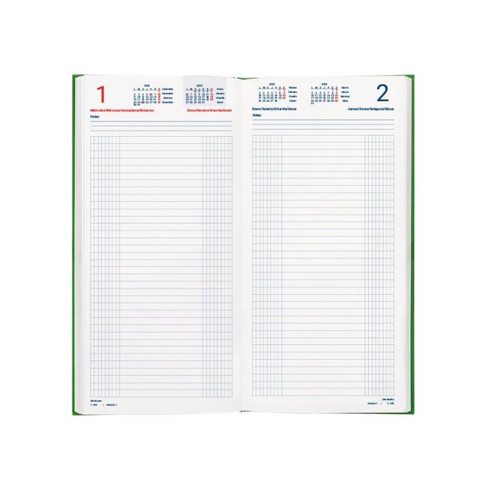 Dietario Liderpapel 2025 Dos Tercios 15x30,5 cm Color Verde Papel 70 gr 1