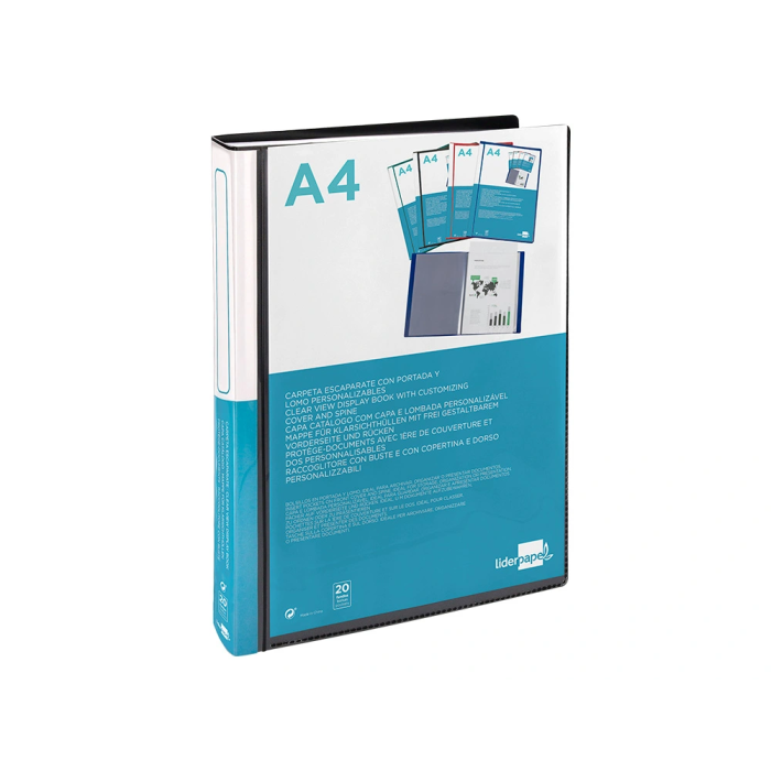 Liderpapel 37925 Carpeta Escaparate con 30 Fundas, Polipropileno, Formato DIN A4, Negro Opaco 4