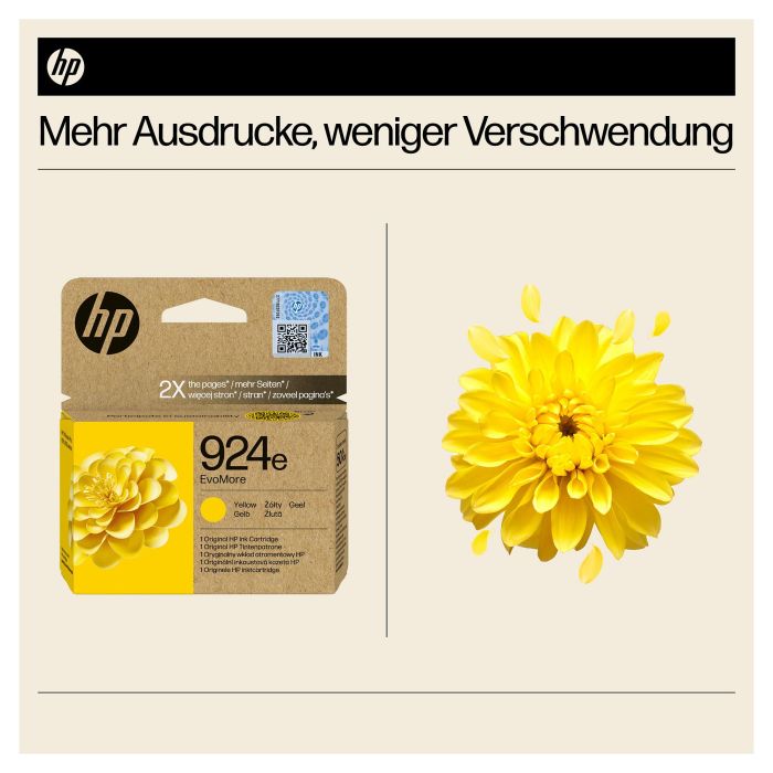 HP 924e Cartucho de Tinta Original EvoMore Amarillo Alto Rendimiento (XL) para HP 4 HP 924e Cartucho de Tinta Original EvoMore Amarillo Alto Rendimiento (XL) para HP 4