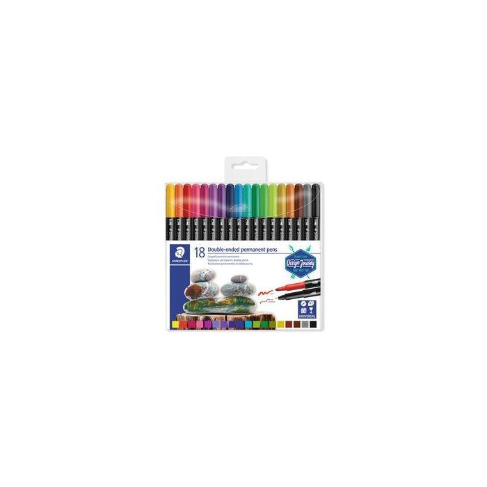 Estuche de Plástico con 18 Rotuladores, Colores Surtidos Staedtler 3187 TB18