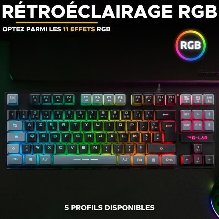 Teclado para juegos - The G-Lab - KEYZ CAESIUM - RGB - Negro y gris - TKL 1 Teclado para juegos - The G-Lab - KEYZ CAESIUM - RGB - Negro y gris - TKL 1