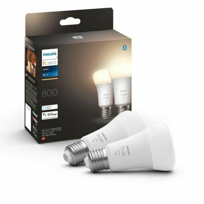 Bombillas LED inteligentes PHILIPS Hue White E27 - Paquete de 2 compatibles con Bluetooth 5