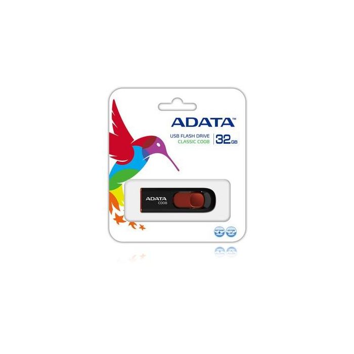 ADATA C008 USB 2.0 32GB Negro Rojo AC008-32G-RKD 1