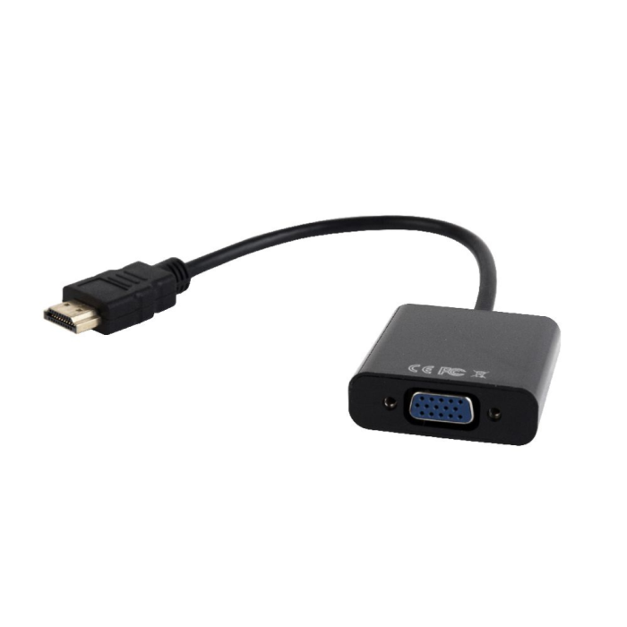 Gembird A-HDMI-VGA-03 Convertidor Adaptador de Vídeo HDMI a VGA Audio 3.5mm Full HD 1080p@60Hz HDMI v1.4 0,15m Negro