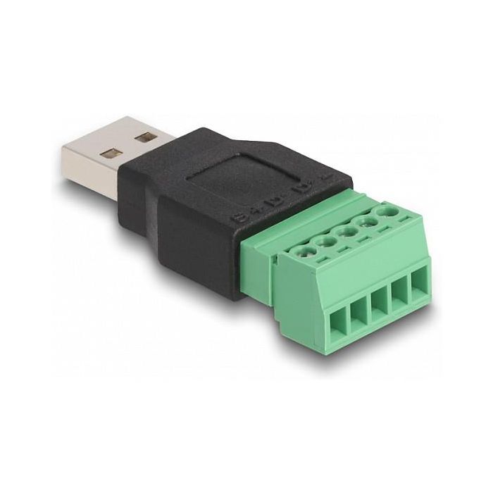 DeLOCK USB 2.0 Typ-A a Terminal Block Adapter, Macho a 1 x 5 pines, 2 Piezas, Negro y Verde 0 DeLOCK USB 2.0 Typ-A a Terminal Block Adapter, Macho a 1 x 5 pines, 2 Piezas, Negro y Verde 0