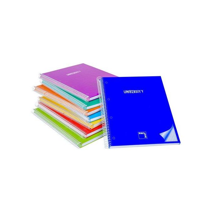 Bloc Pacsa University Micro.Tapa Extra A4 80H Cuadric.5X5 90G Surtido (8 Col.) (Set de 8)