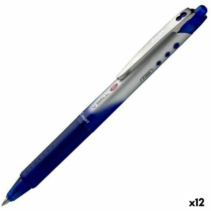 Pilot Roller V-Ball 07 Retráctil de Tinta Líquida Azul - Punta Fina 0.7 mm (Set de 12 Unidades) (Set de 12)