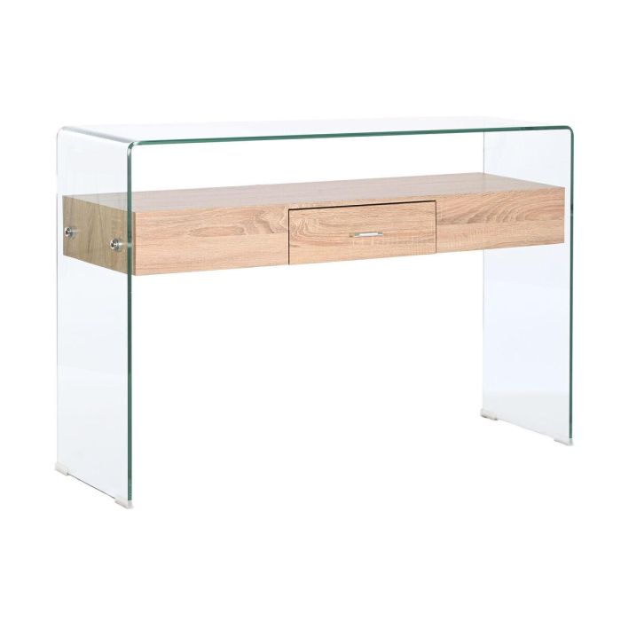 Consola DKD Home Decor Transparente Marrón claro Cristal Madera MDF 120 x 35 x 80 cm