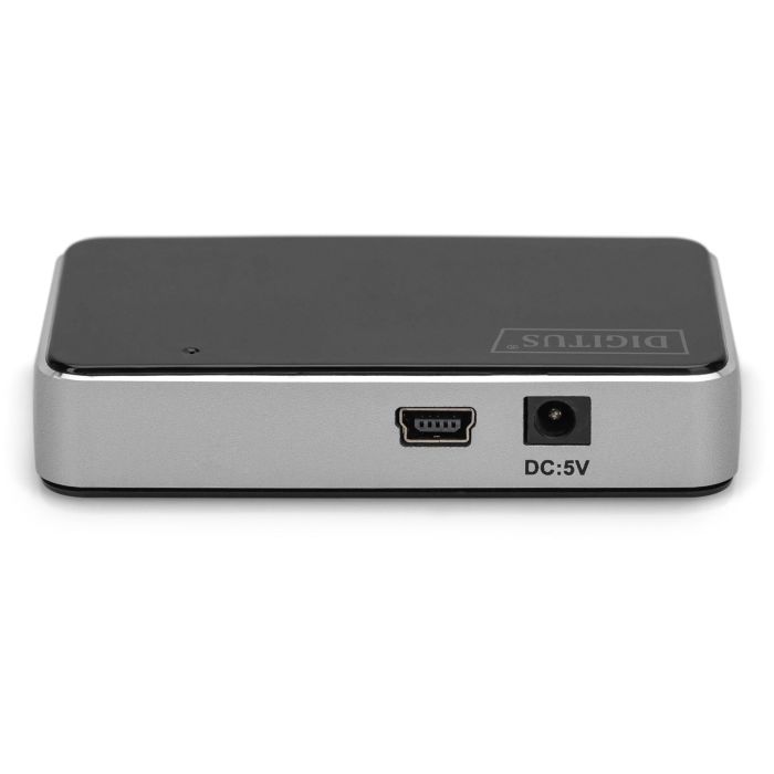 Digitus Hub USB 2.0 de 4 puertos, 480 Mbit/s, con fuente de alimentación, Plug & Play, negro/plata 2