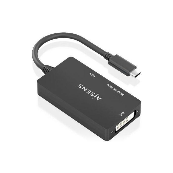 Aisens A109-0954 Conversor USB-C Macho a DVI/HDMI/VGA Hembra Negro 4K@60Hz HDMI 15cm 1