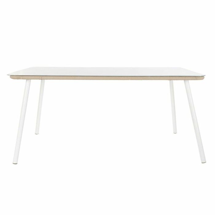 DKD Home Decor Conjunto de Mesa y Sillas Jardín Terraza Set 7 Piezas Aluminio Cuerda Cristal Beige Blanco 160x90x75 cm Desmontable 4