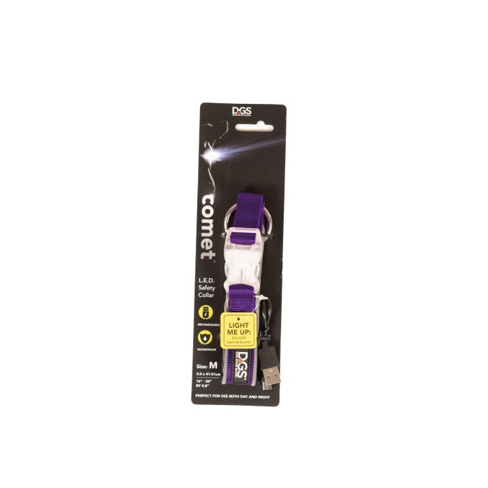 Dog Gone Smart Collar Comet para Perro, Luminoso LED Recargable USB, Alta Visibilidad, Nylon Impermeable Morado Talla M (41-51 cm) 0 Dog Gone Smart Collar Comet para Perro, Luminoso LED Recargable USB, Alta Visibilidad, Nylon Impermeable Morado Talla M (41-51 cm) 0