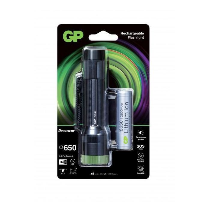 GP CR41 Linterna Táctica Recargable Exterior 650 lúmenes, IPX7 Impermeable, 40 horas de Autonomía, Incluye Batería 5