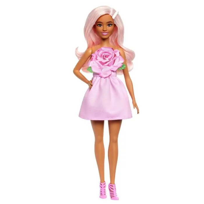 Barbie Muñeca Barbie Fashionistas con vestido rosa sin tirantes y accesorios HYT94 2 Barbie Muñeca Barbie Fashionistas con vestido rosa sin tirantes y accesorios HYT94 2