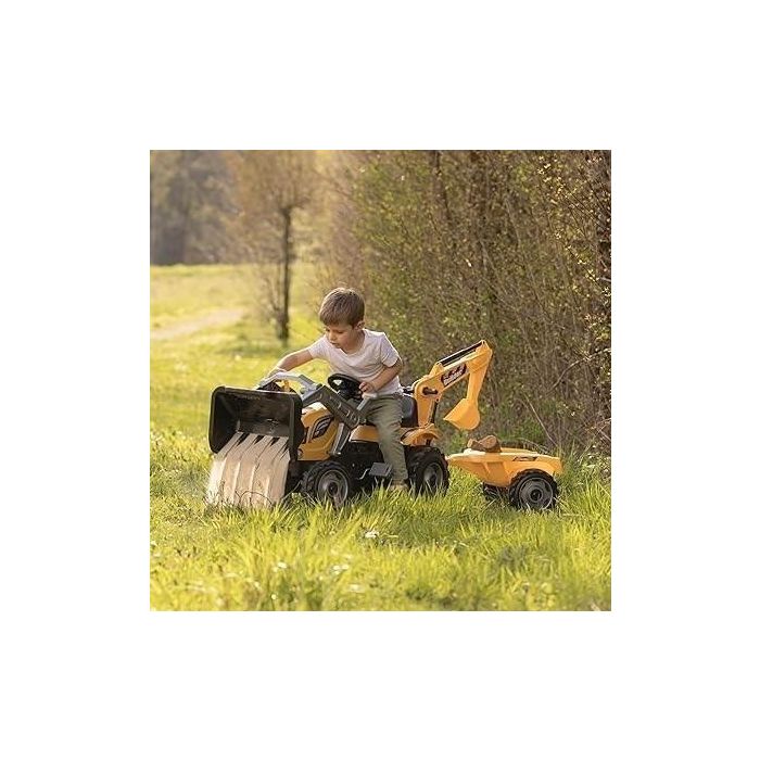 Smoby SMO3032167103048 Tractor de Pedales Max Builder con Remolque, Excavadora y Pala - Naranja 2