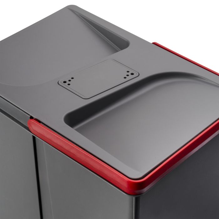 Emuca Contenedores para cajón de cocina Recycle con tapa anti olores, Altura 266, 1x15litros, Plástico gris antracita 1