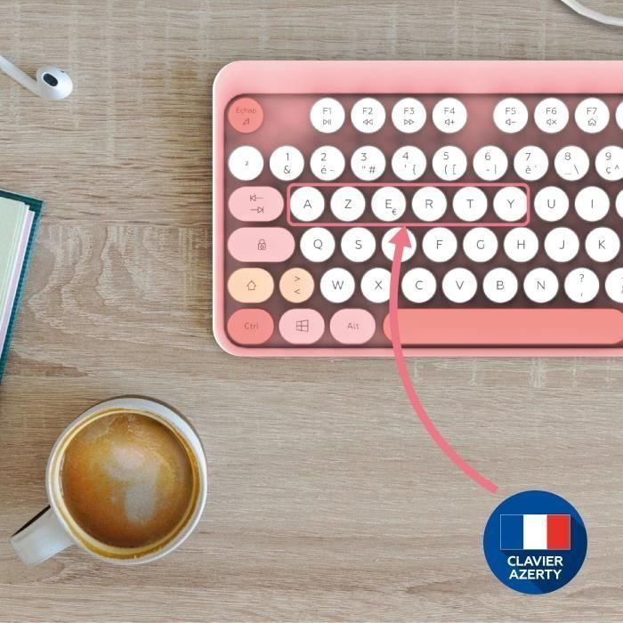 Combo teclado + mouse inalámbrico - MOBILITY LAB - Pure Color - Rosa - Diseño ergonómico - Escritura discreta 1 Combo teclado + mouse inalámbrico - MOBILITY LAB - Pure Color - Rosa - Diseño ergonómico - Escritura discreta 1