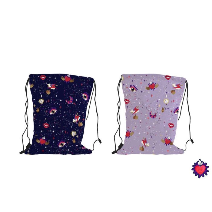 DKD Home Decor Mochila Moderna Impermeable de Nylon Poliéster Lila Rosa Multicolor 36x28 cm (Pack 12 Unidades)