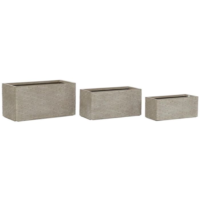 Jardinera Terraza Y Jardin DKD Home Decor Beige 37.5 x 37.5 x 74.5 cm Set de 3