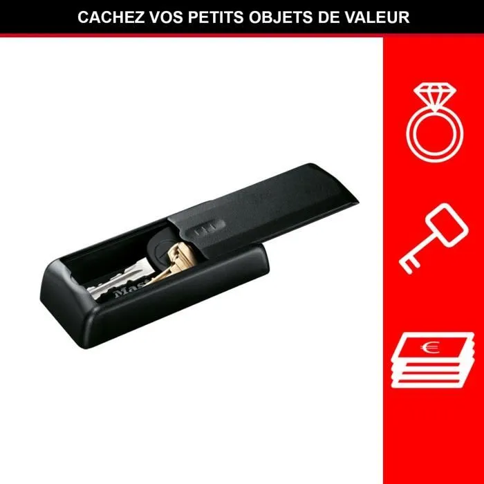 Master Lock Mini Caja de Llaves Magnética para Ocultar Llave de Automóvil Negro 2