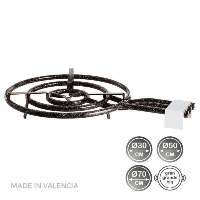 Vaello Quemador de gas butano/propano Ø70 cm 3 fuegos, acero laminado recubierto de esmalte, negro 0 Vaello Quemador de gas butano/propano Ø70 cm 3 fuegos, acero laminado recubierto de esmalte, negro 0