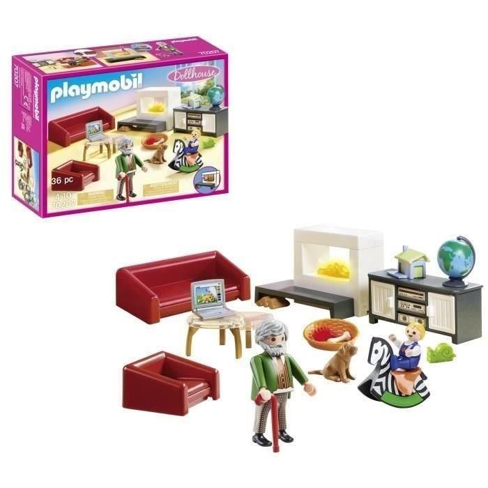 Playmobil Casa Muñecas Salón con Abuelo y Nieto, Muebles y Componentes Sorpresa 3