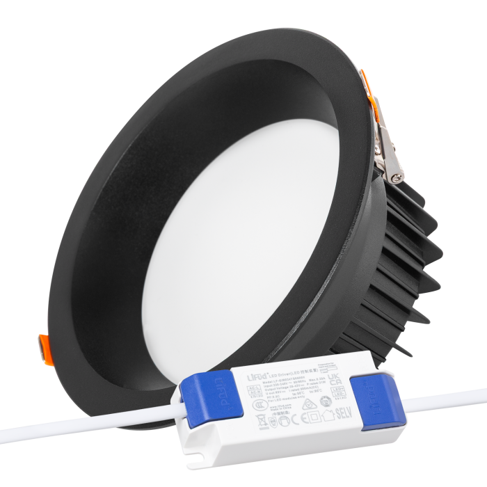 Foco Downlight Circular LED 20W 2.000Lm 6000ºK Anti-Deslumbrante UGR19 40.000H Negro Foco Downlight Circular LED 20W 2.000Lm 6000ºK Anti-Deslumbrante UGR19 40.000H Negro