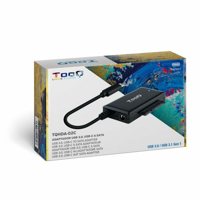 TooQ TQHDA-02C Adaptador USB-C a SATA para Discos Duros SSD/HDD 2.5" y 3.5" USB 3.1 Gen1 5Gbps Negro, compatible SATA I/II/III. 11