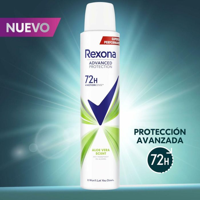 Rexona Advanced Protection Desodorante Antitranspirante Mujer Aloe Vera Aerosol 200 ml – 72h de Protección con Motionsense 2 Rexona Advanced Protection Desodorante Antitranspirante Mujer Aloe Vera Aerosol 200 ml – 72h de Protección con Motionsense 2