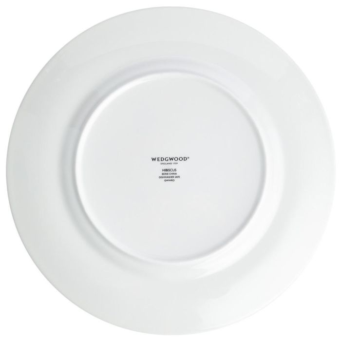 Wedgwood Plato Llano Floral Hibiscus 27 cm (4 Unidades) con Franjas de Oro de 22 Quilates 3