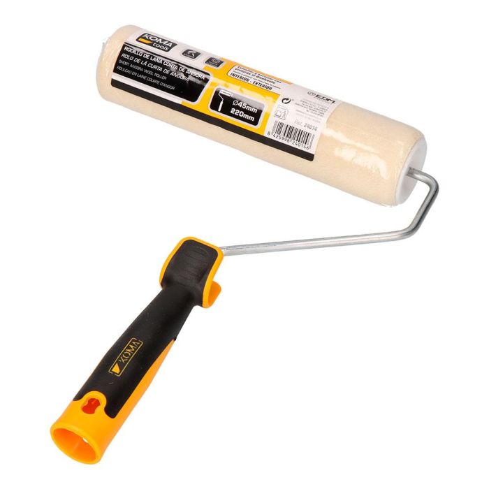 Koma Tools Rodillo Lana Corta Angora Ø45 mm x 220 mm para Esmaltar y Barnizar Pinturas Disolvente 1