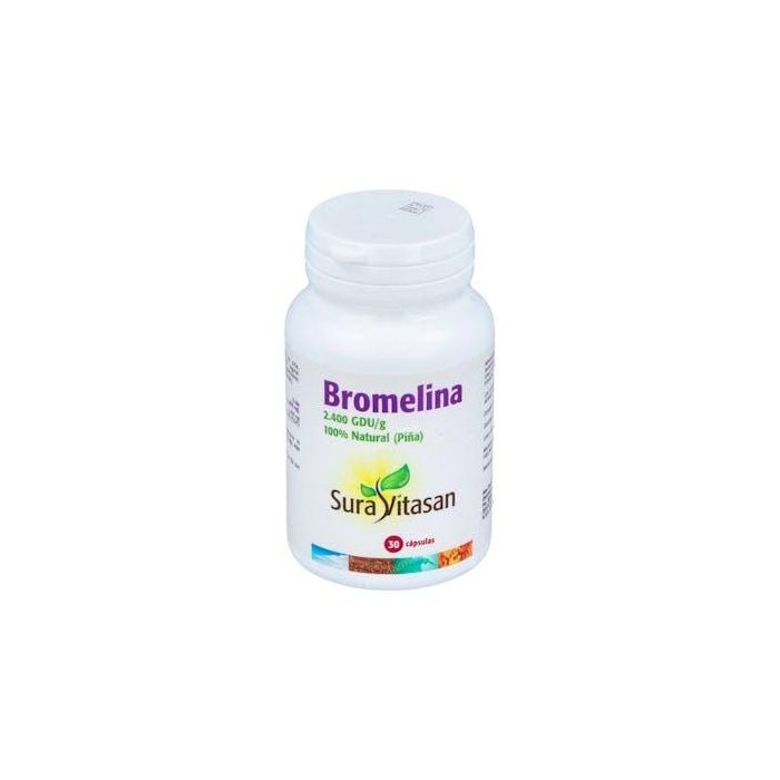 SURA VITASAN Bromelina natural de piña 2400 GDU/g, enzima proteolítica, 30 cápsulas veganas