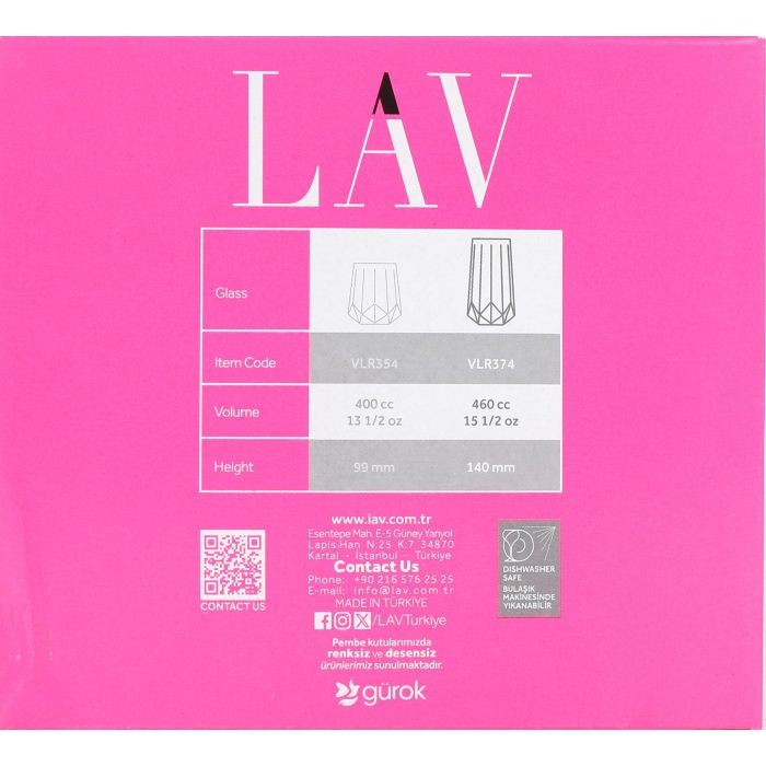 Lav Set 6 Vasos 460 cc Colección Valeria (8 Cajas)
