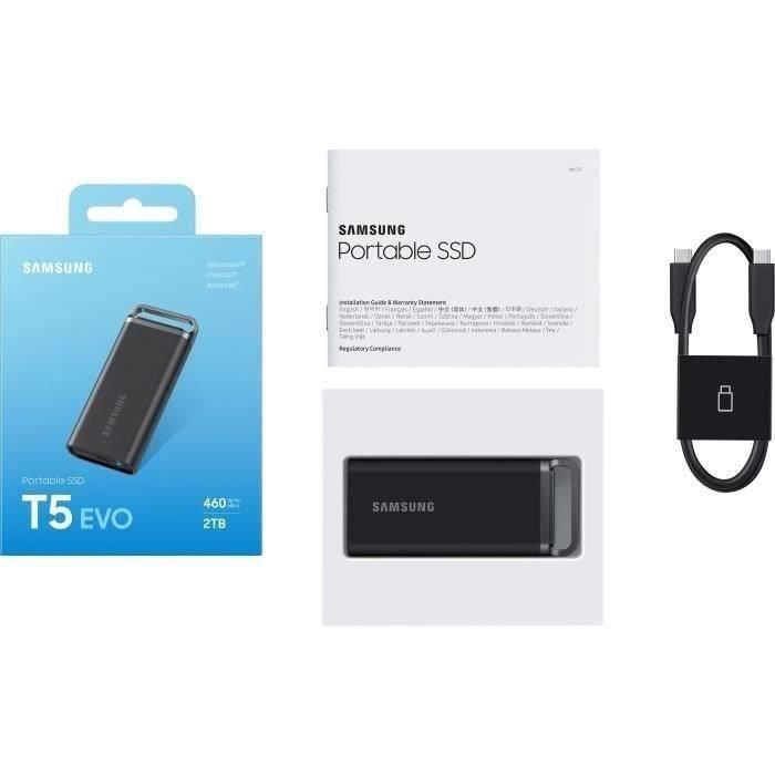 Disco Externo SSD Samsung Portable T5 EVO 2TB/ USB 3.2/ Negro 4