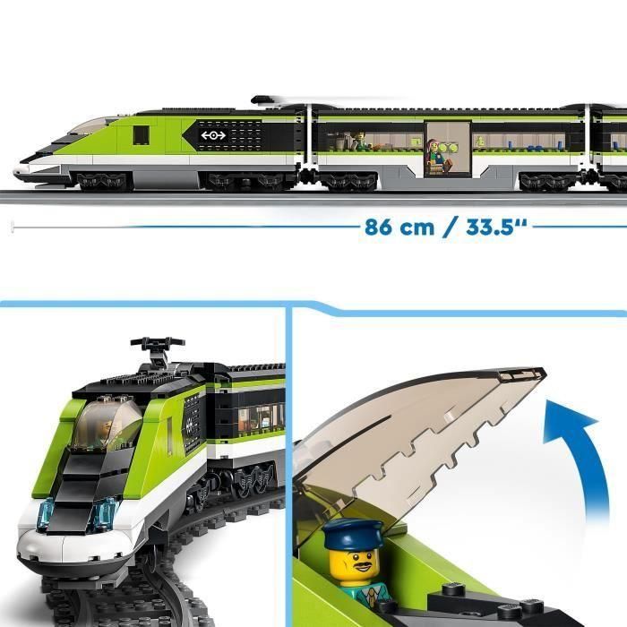 LEGO 60337 City Express Tren de pasajeros, juguete de locomotora de control remoto con faros, vías, vagón de comida, a partir de 7 años 2