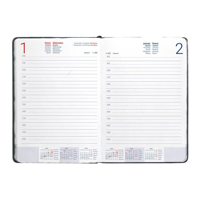 Agenda Encuadernada Liderpapel Saria A5 2025 Dia Pagina Color Negro Papel 70 gr 9