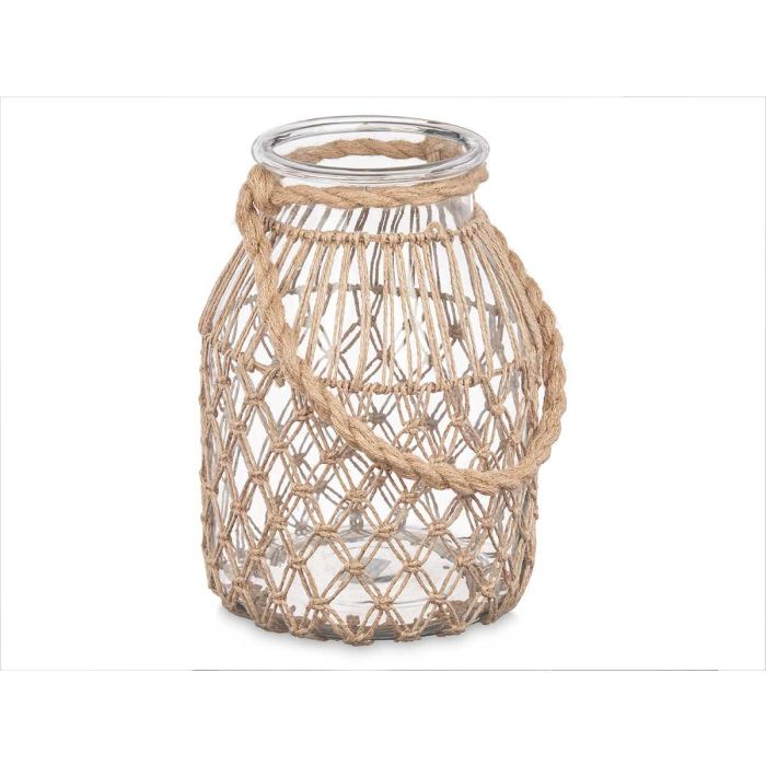 Portavela Vidrio Cuerda Natural Grd Giftdecor 20X30CM (4 Unidades) 1 Portavela Vidrio Cuerda Natural Grd Giftdecor 20X30CM (4 Unidades) 1