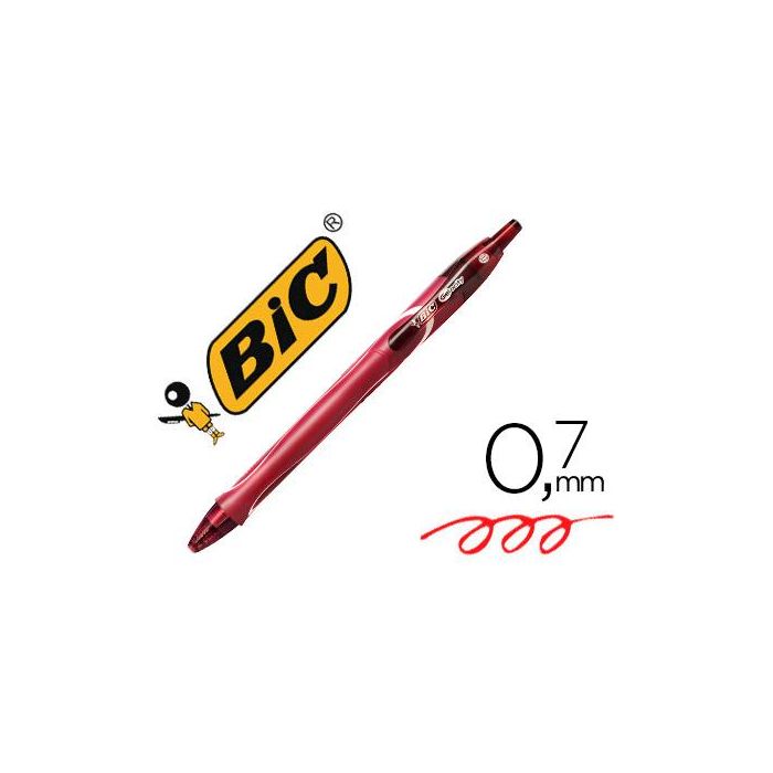 Boligrafo Bic Gelocity Quick Dry Retractil Tinta Gel Rojo Punta De 0,7 mm 12 unidades