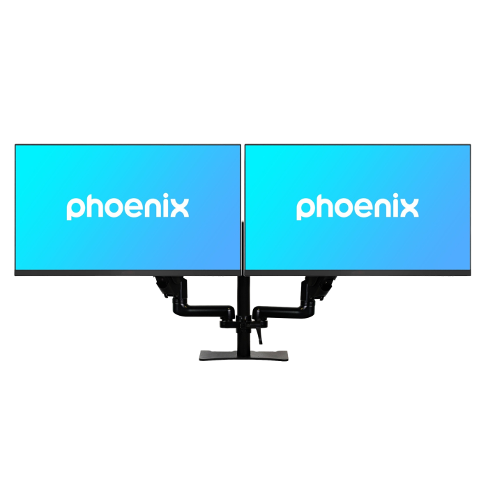 Phoenix technologies Brazo Articulado Doble Soporte Monitor Ajustable con Amortiguador de Gas, Doble Fijación, VESA 75/100mm