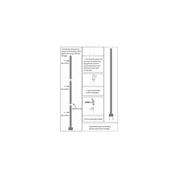 Columna Farola Desmontable Negro Aluminio 3 Metros 2