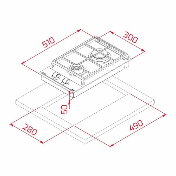 Placa de Gas Teka GZC32300XBA 3800W (30 CM) 1 Placa de Gas Teka GZC32300XBA 3800W (30 CM) 1